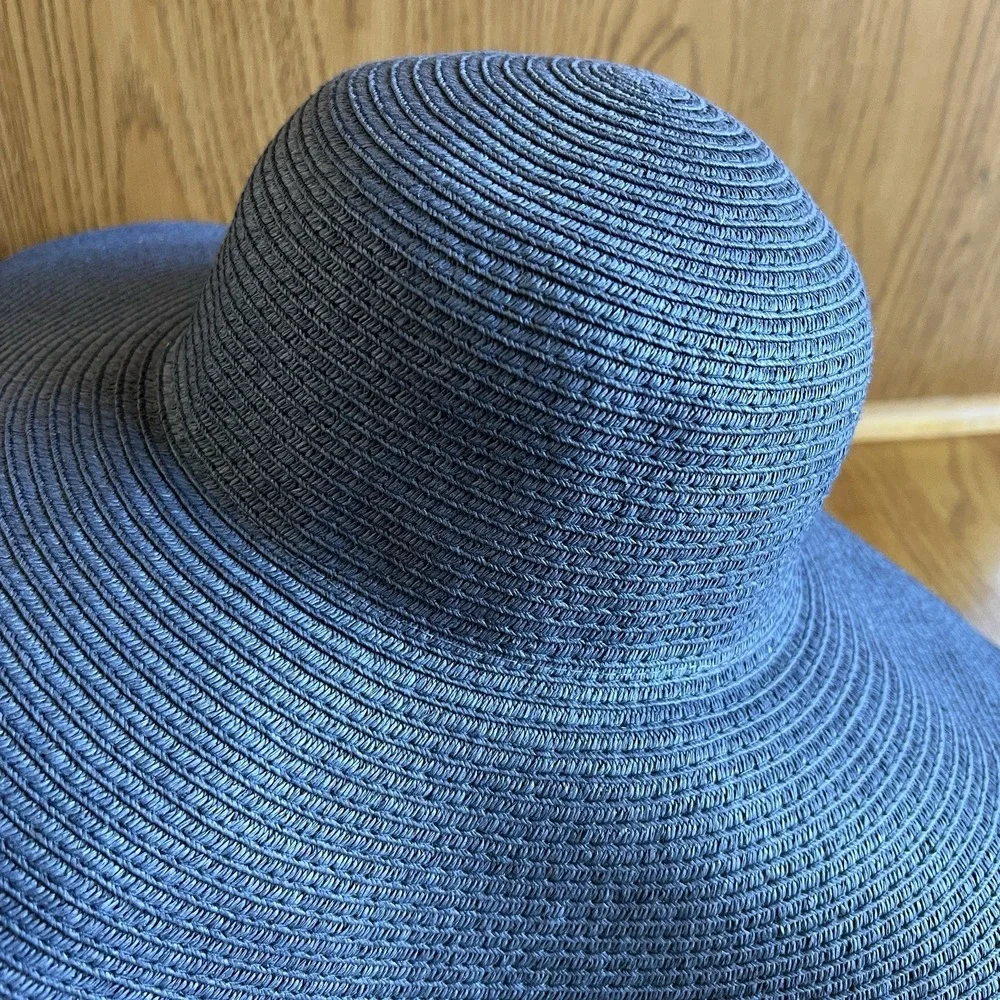 Boden Sun Hat Wide Brim Navy Vacation Beach Nautical Floppy Paper 21.5 Small/Med